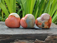 Polished Polychrome Jasper Hearts x 6 From NW Coast, Madagascar