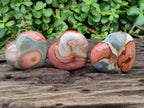 Polished Polychrome Jasper Hearts x 6 From NW Coast, Madagascar