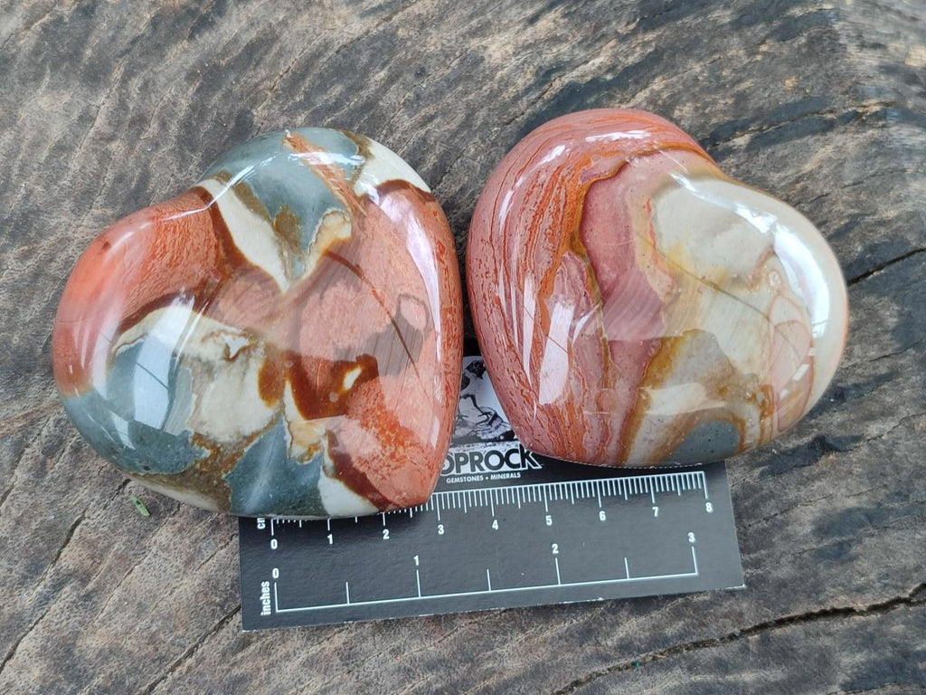 Polished Polychrome Jasper Hearts x 6 From NW Coast, Madagascar