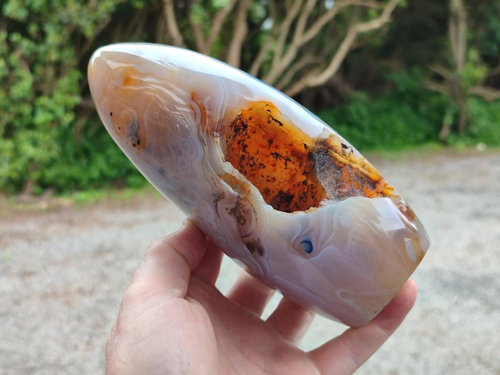Polished Banded Agate Standing Free Forms x 1 From Madagascar