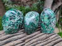Polished Emerald Mica 'Mutokolite' Standing Free Forms x 4 From Mutoko, Zimbabwe