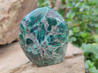 Polished Emerald Mica 'Mutokolite' Standing Free Forms x 4 From Mutoko, Zimbabwe