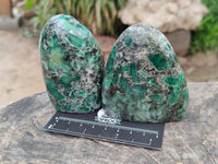 Polished Emerald Mica 'Mutokolite' Standing Free Forms x 4 From Mutoko, Zimbabwe
