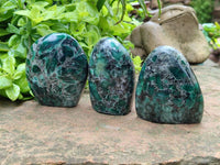 Polished Emerald Mica 'Mutokolite' Standing Free Forms x 4 From Mutoko, Zimbabwe