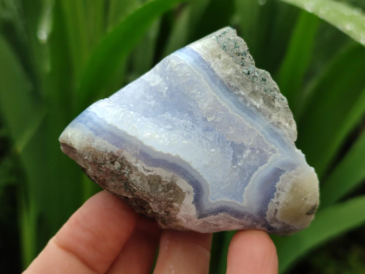 Polished On One Side Blue Lace Agate Geodes x 6 From Nsanje, Malawi