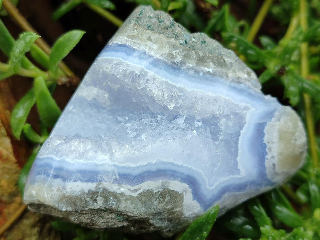 Polished On One Side Blue Lace Agate Geodes x 6 From Nsanje, Malawi