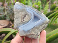 Polished On One Side Blue Lace Agate Geodes x 6 From Nsanje, Malawi