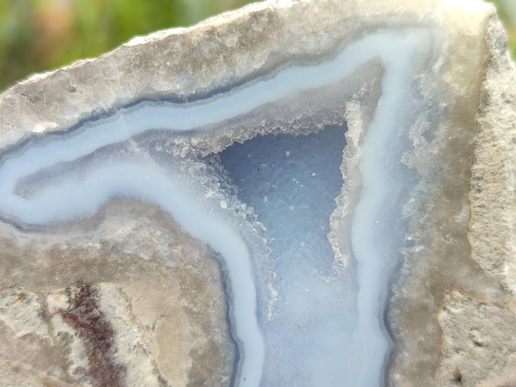 Polished On One Side Blue Lace Agate Geodes x 6 From Nsanje, Malawi