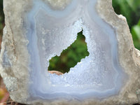 Polished On One Side Blue Lace Agate Geodes x 6 From Nsanje, Malawi