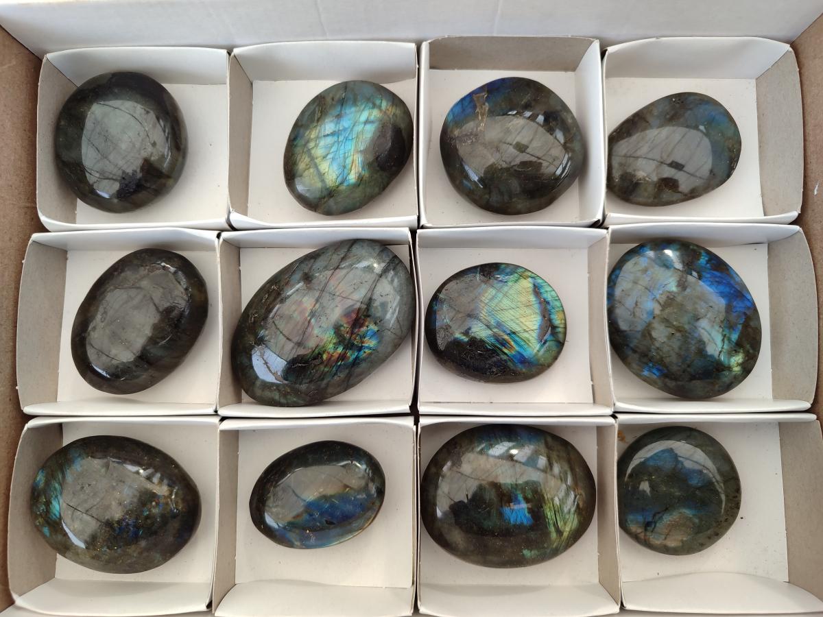 Polished Labradorite Galets x 12 From Tulear, Madagascar