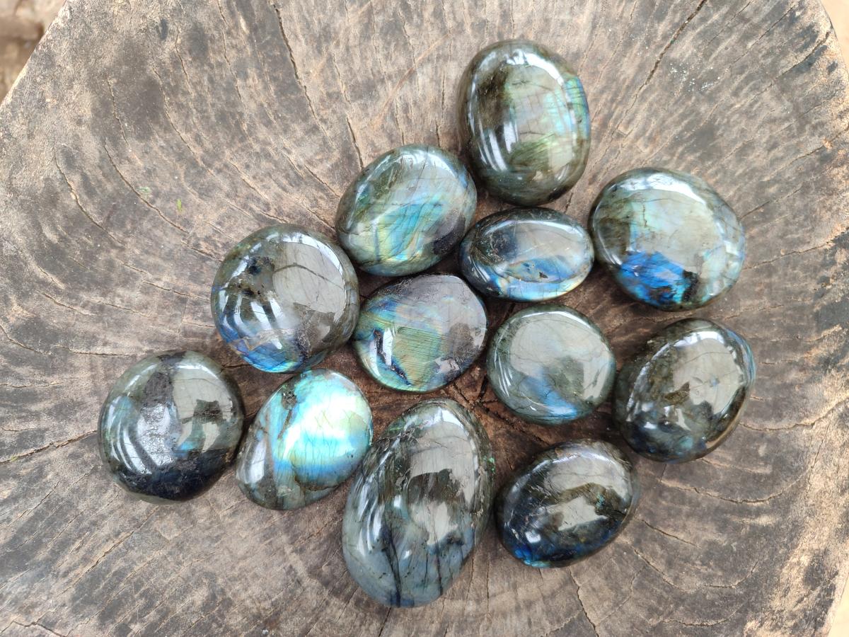 Polished Labradorite Galets x 12 From Tulear, Madagascar