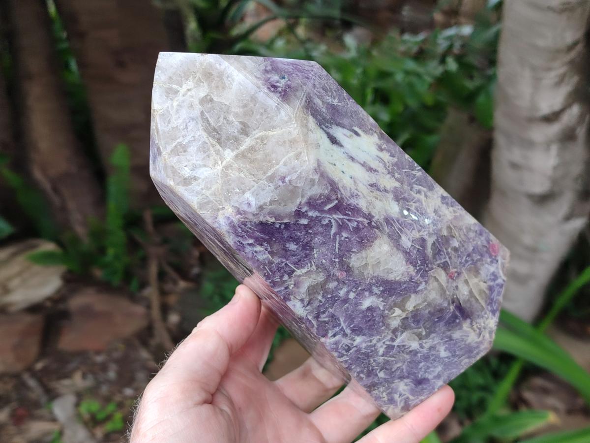 Polished Lepidolite With Pink Rubellite Standing Point x 1 From Ambatondrazaka, Madagascar