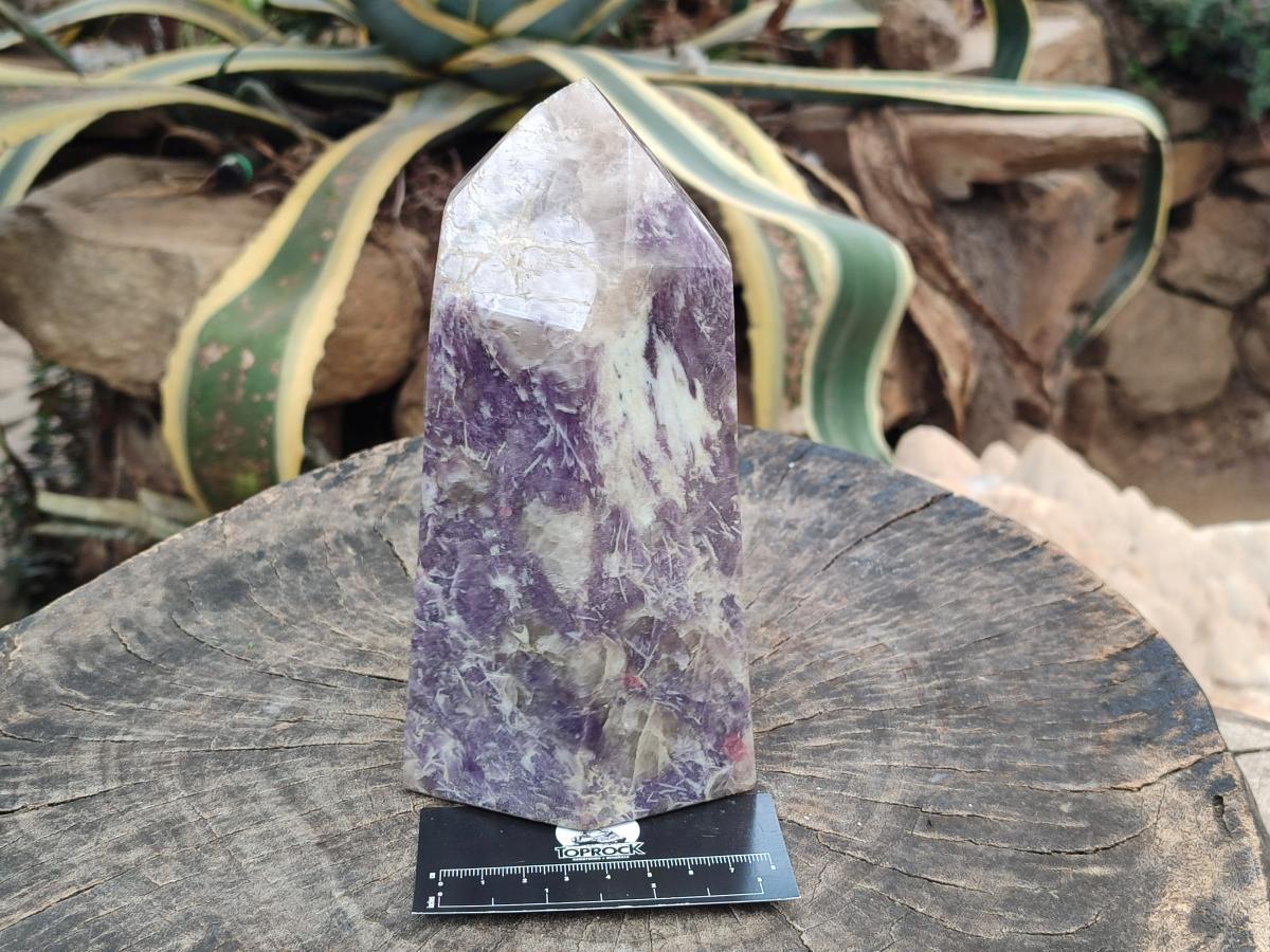 Polished Lepidolite With Pink Rubellite Standing Point x 1 From Ambatondrazaka, Madagascar