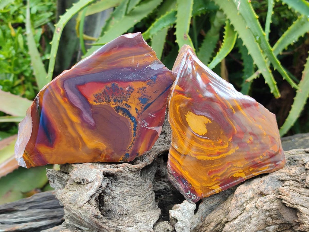 Polished On One Side Nguni Jasper Slabs x 3 From Northern Cape, South Africa