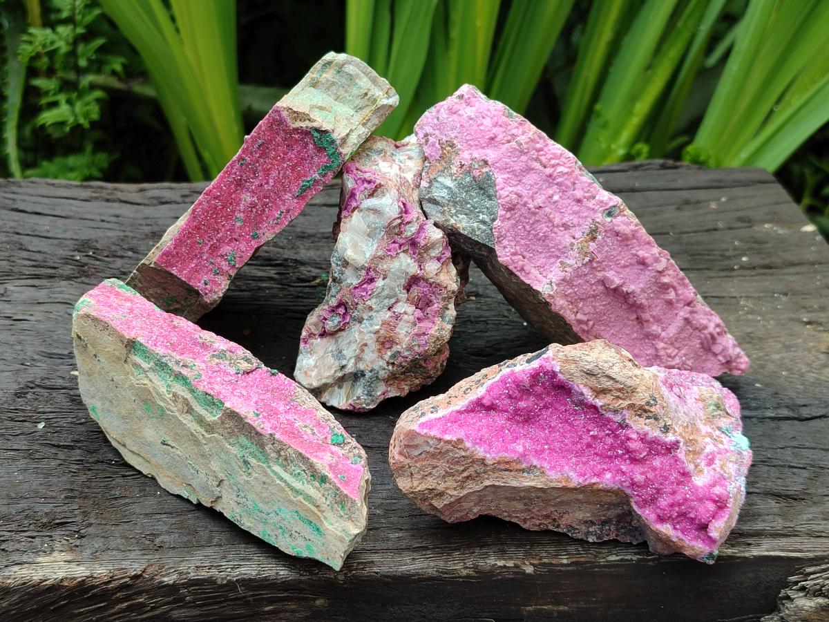 Natural Salrose Cobaltion Dolomite with Malachite Specimens x 6 From Kakanda, Congo - Toprock Gemstones and Minerals 