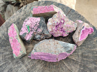 Natural Salrose Cobaltion Dolomite with Malachite Specimens x 6 From Kakanda, Congo