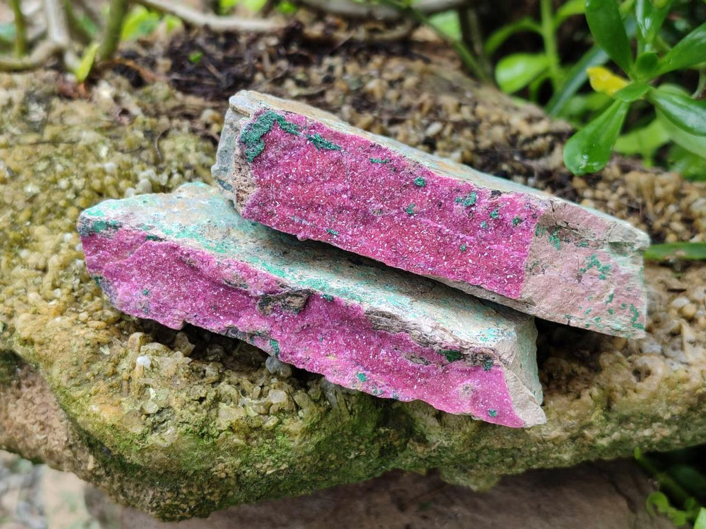 Natural Salrose Cobaltion Dolomite with Malachite Specimens x 6 From Kakanda, Congo - Toprock Gemstones and Minerals 