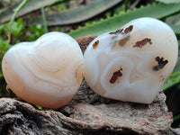 Polished Banded Agate Hearts x 7 From Madagascar