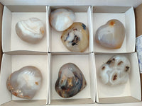 Polished Banded Agate Hearts x 7 From Madagascar
