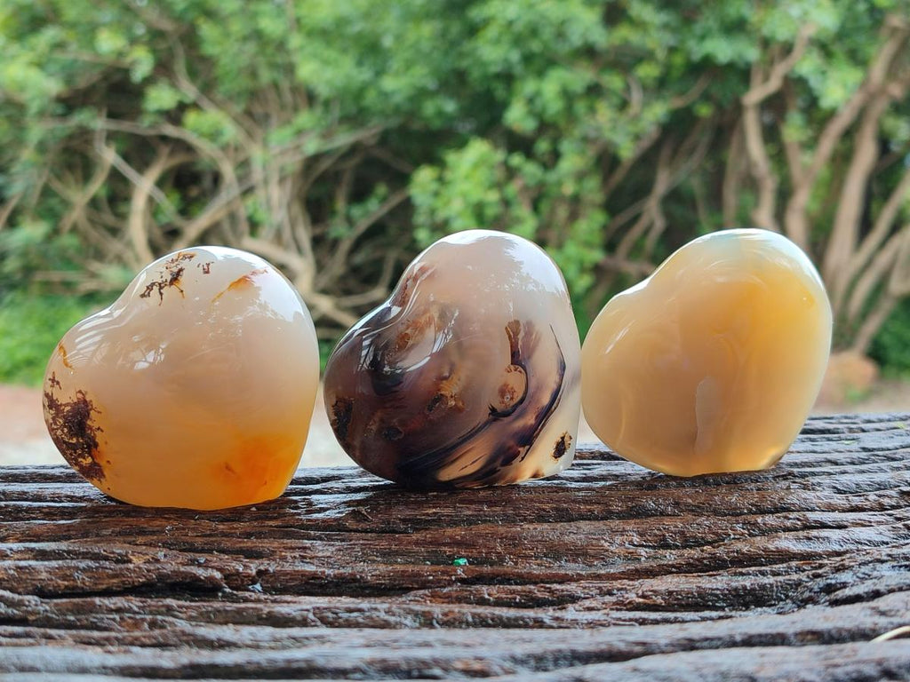 Polished Banded Agate Hearts x 7 From Madagascar
