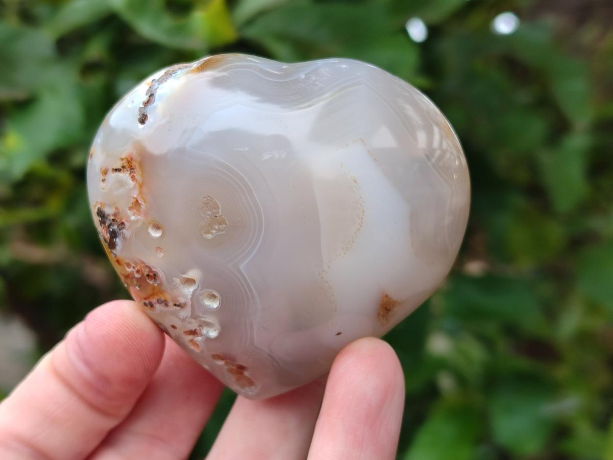 Polished Banded Agate Hearts x 7 From Madagascar