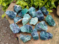 Natural Watermelon Fluorite Cobbed Specimens x 24 From Uis, Namibia
