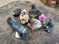 Natural Schorl Black Tourmaline with Associated Minerals x 6 From Erongo, Namibia