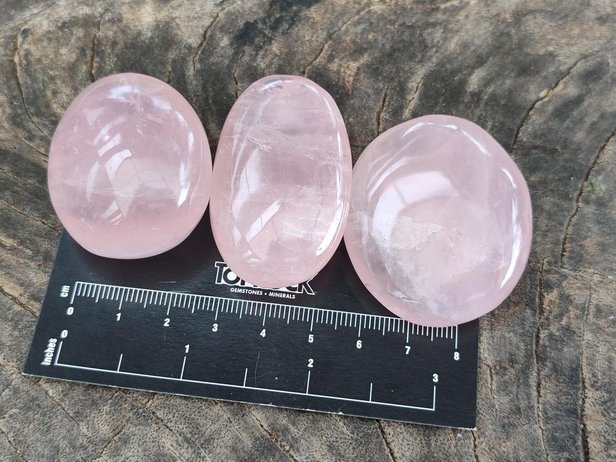 Polished Gemmy Rose Quartz Galets x 20 From Madagascar