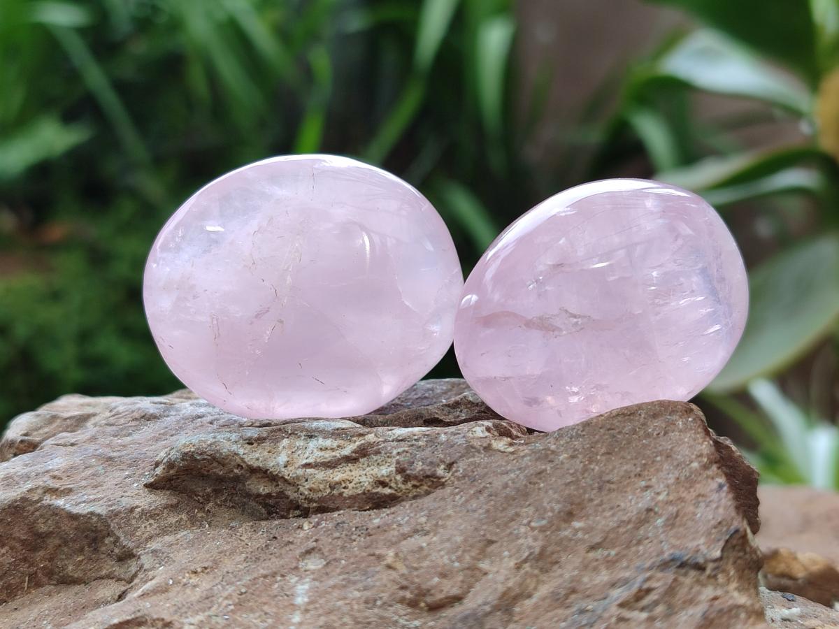 Polished Gemmy Rose Quartz Galets x 20 From Madagascar