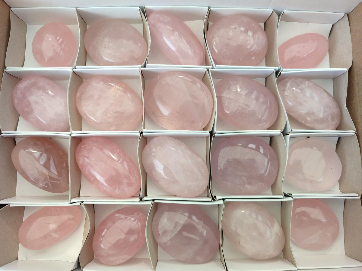 Polished Gemmy Rose Quartz Galets x 20 From Madagascar