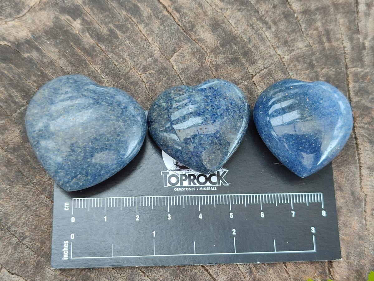 Polished Lazulite Hearts x 35 From Madagascar