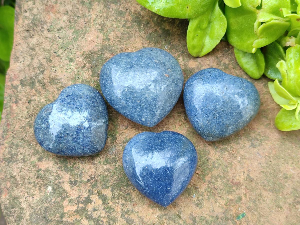 Polished Lazulite Hearts x 35 From Madagascar