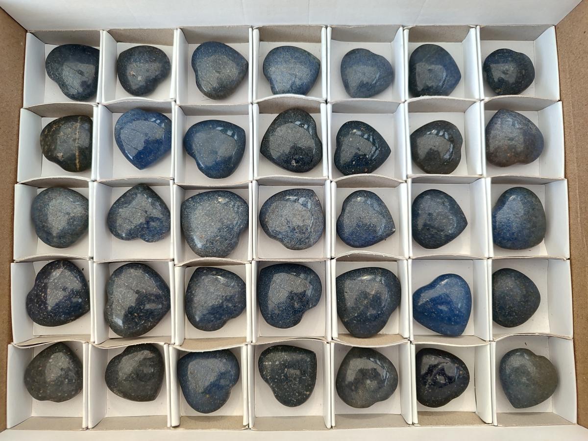 Polished Lazulite Hearts x 35 From Madagascar