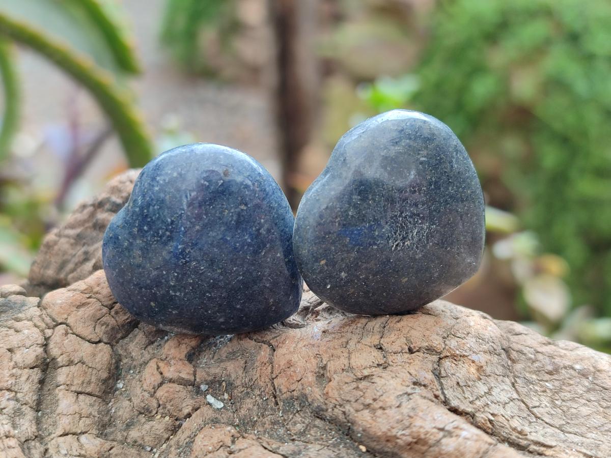 Polished Lazulite Hearts x 35 From Madagascar