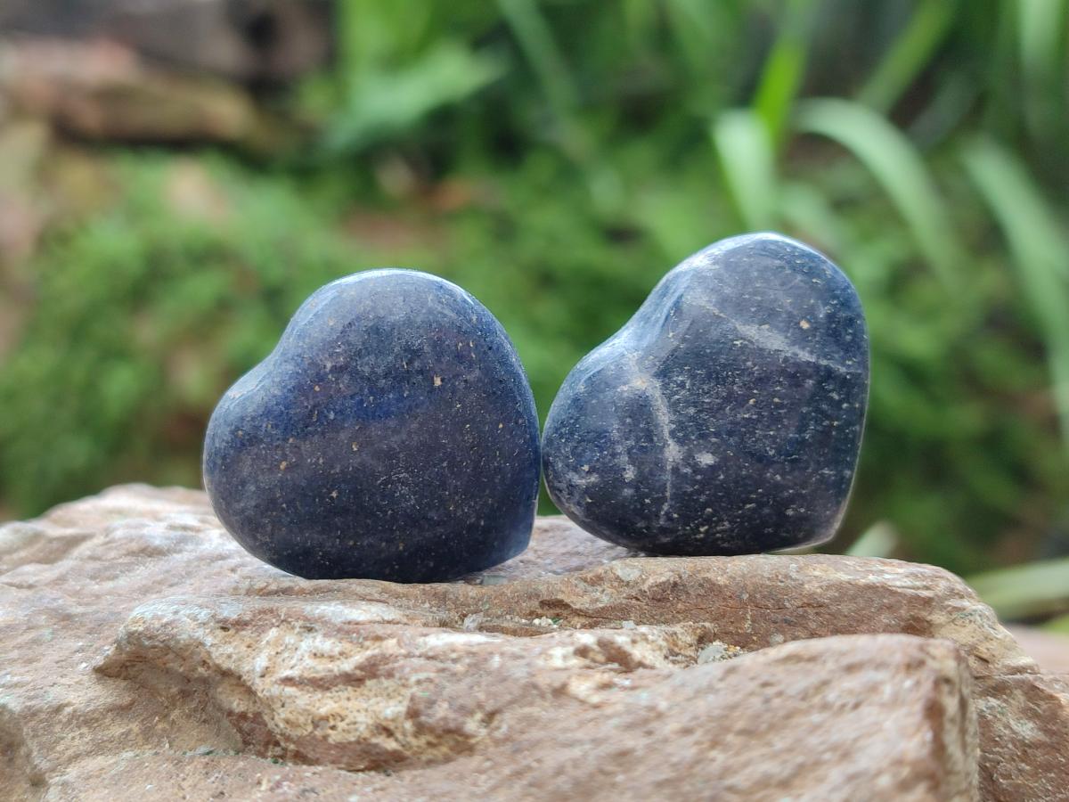 Polished Lazulite Hearts x 35 From Madagascar