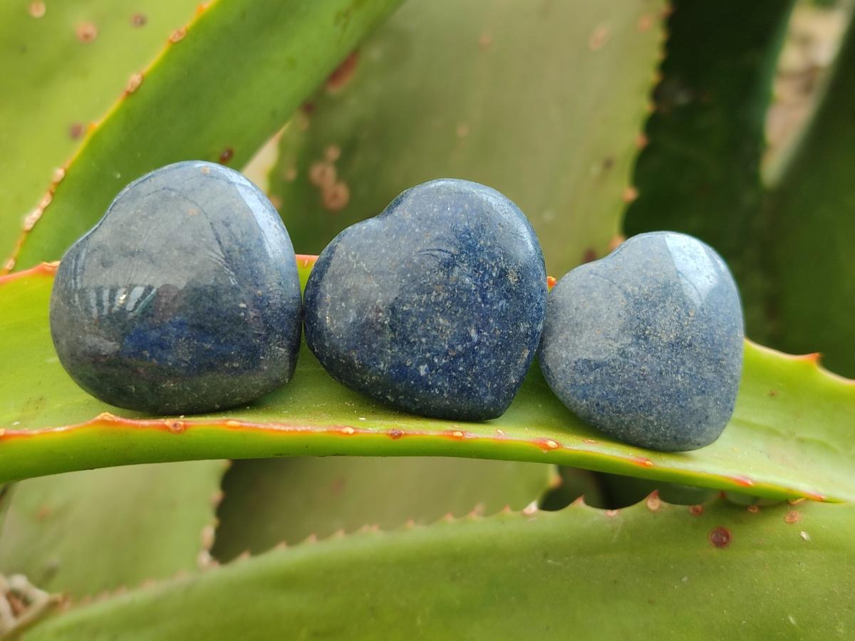 Polished Lazulite Hearts x 35 From Madagascar