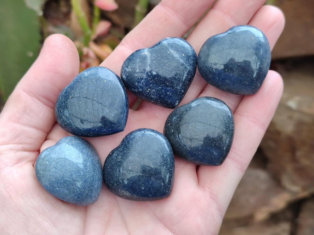 Polished Lazulite Hearts x 35 From Madagascar