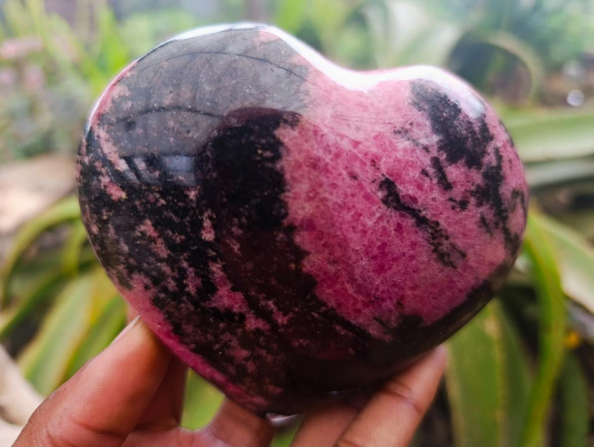 Polished Rhodonite Hearts x 3 From Ambindavato, Madagascar
