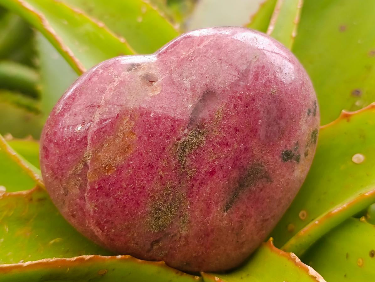 Polished Rhodonite Hearts x 3 From Ambindavato, Madagascar