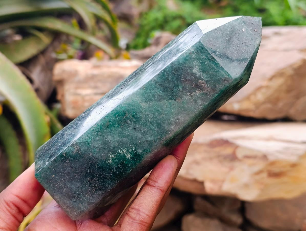 Polished Fuchsite Quartz Crystals x 2 From Andakatany, Madagascar