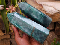 Polished Fuchsite Quartz Crystals x 2 From Andakatany, Madagascar