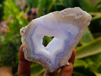 Polished On One Side Blue Lace Agate Geodes x 12 From Nsanje, Malawi