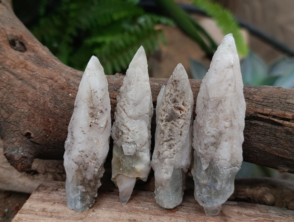 Natural Drusy Quartz Coated Spearhead Calcite Specimens x 35 From Albert's Mountain, Lesotho