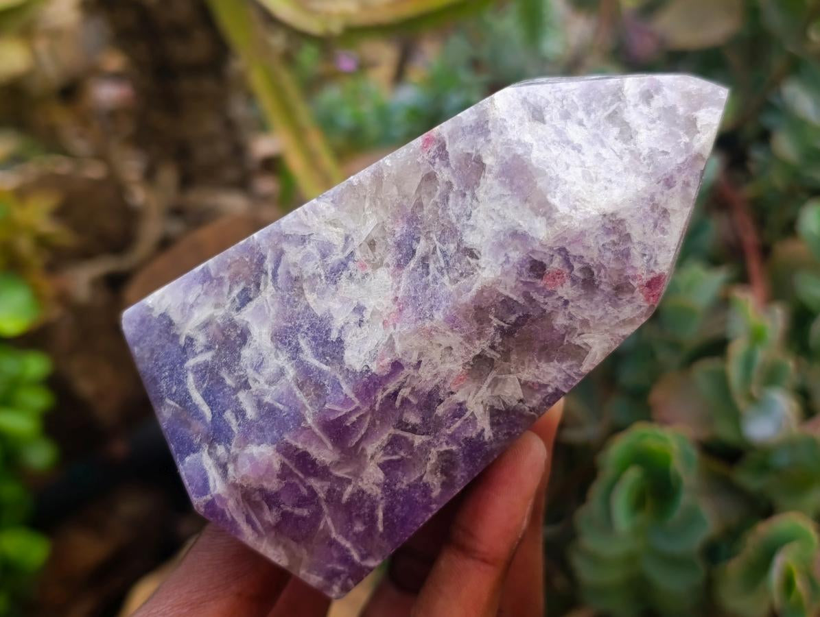 Polished Lepidolite With Pink Rubellite Tourmaline Crystal x 3 From Ambatondrazaka, Madagascar