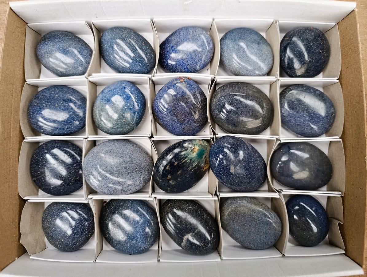 Polished Lazulite Galets x 20 From Madagascar