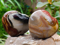 Polished Polychrome Jasper Hearts x 6 From NW Coast, Madagascar
