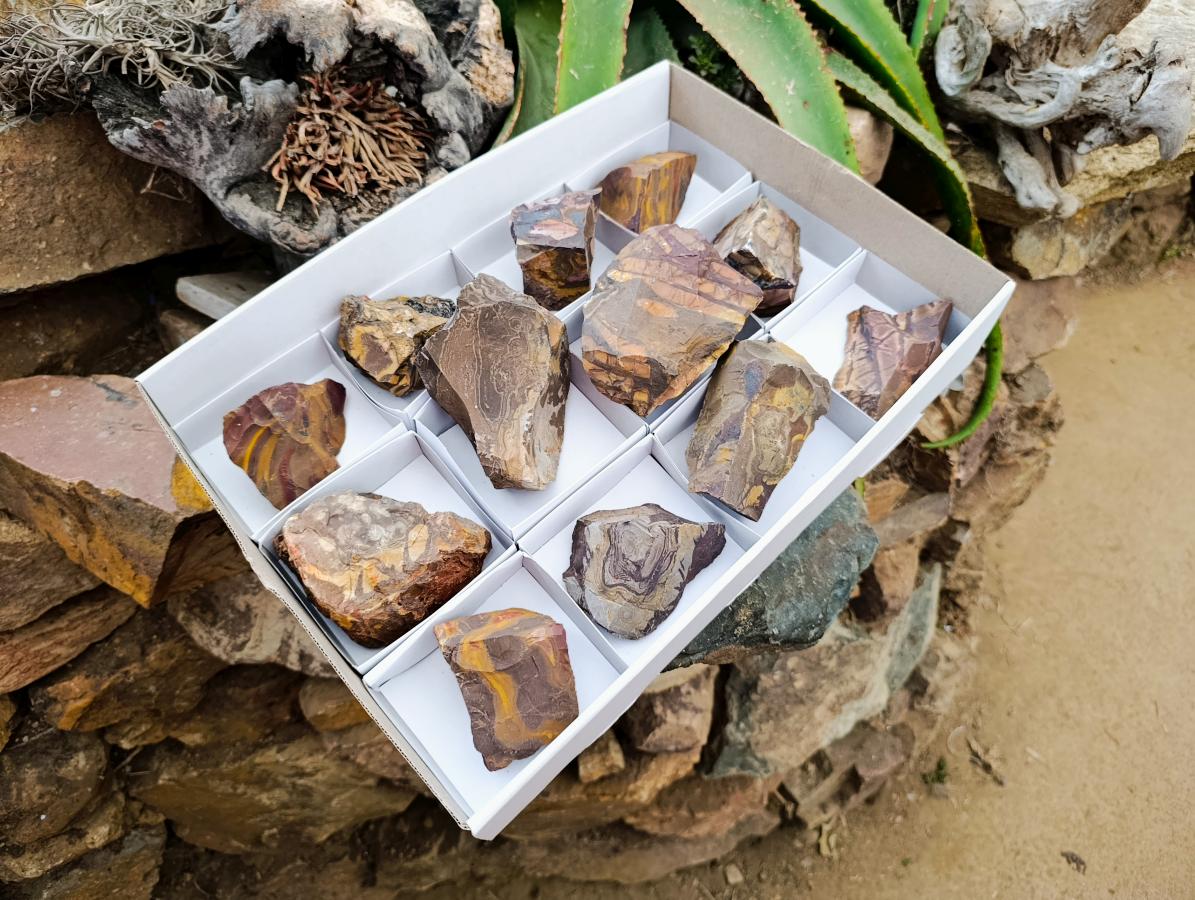 Natural Nguni Jasper Cobbed Specimens x 12 From Northern Cape, South Africa