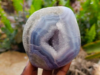 Polished Blue Lace Agate Standing Free Forms x 3 From Nsanje, Malawi