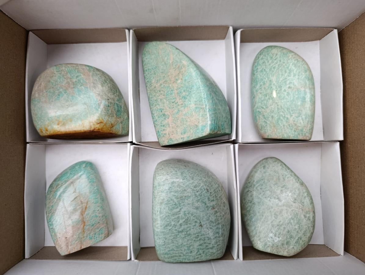 Polished Amazonite Palm Stones x 6 From Zimbabwe