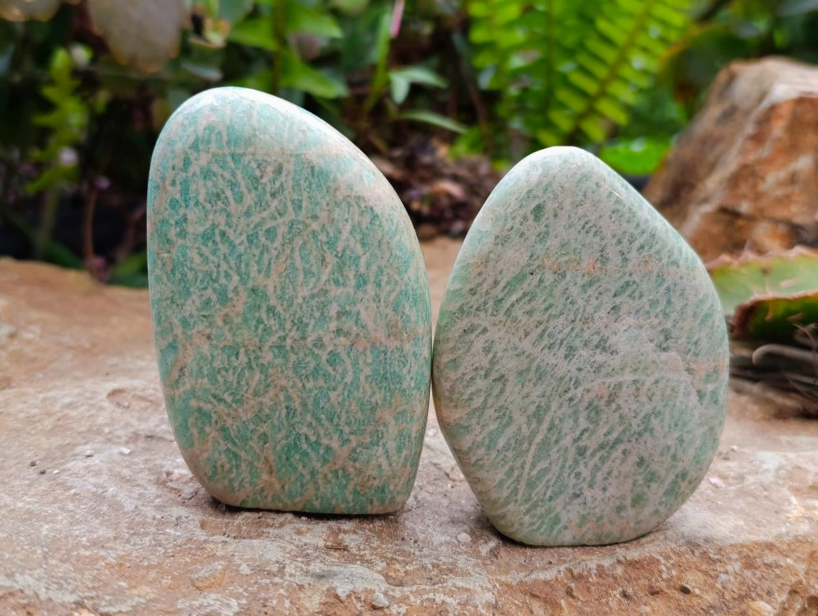Polished Amazonite Palm Stones x 6 From Zimbabwe